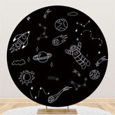 Runden Schwarz Und Weiß Skizzieren Sternenklar Himmel Geburtstag Hintergrund